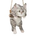 Design Toscano Gray Tabby Kitty on a Perch Hanging Cat Sculpture JQ108044